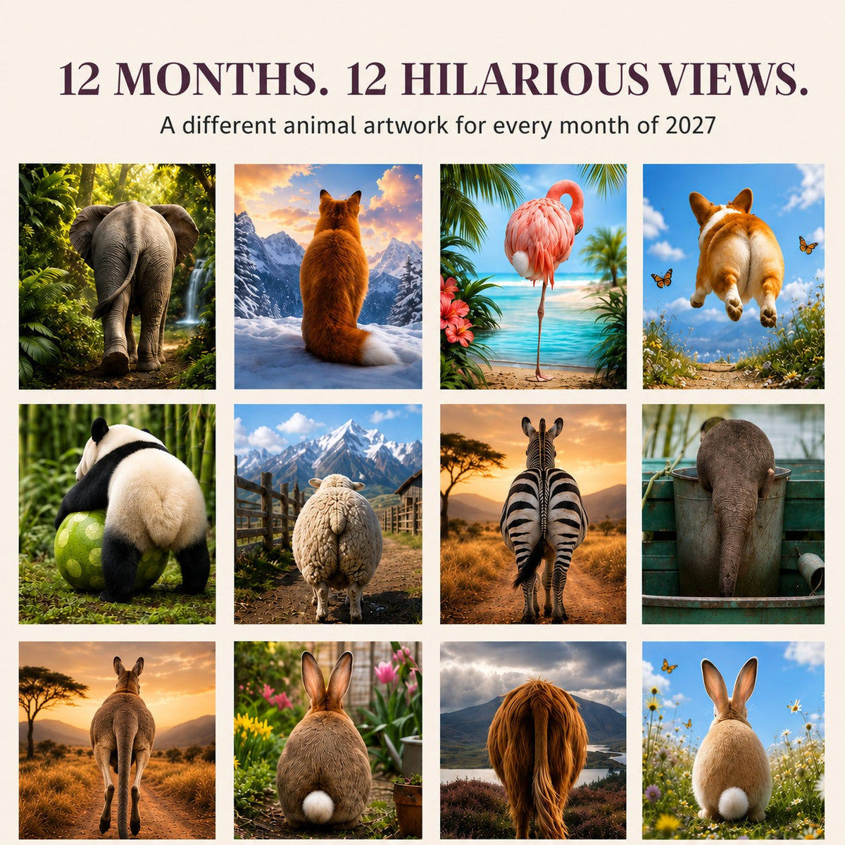 Turn Around, It’s 2027! A Hilariously Cheeky Animal Wall Calendar