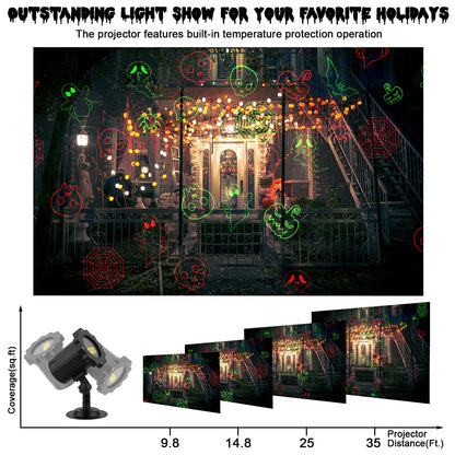 Outdoor Laser Projector with RF Remote and Timer for Holiday Displays
