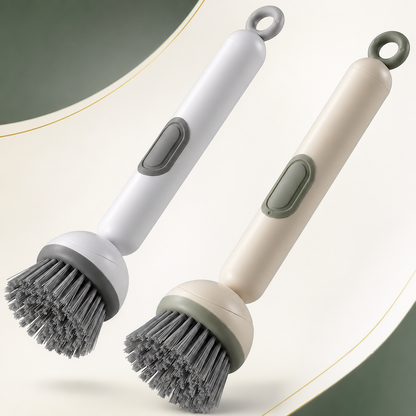 360° Rotating Soap Dispensing Dish Brush With Interchangeable Heads