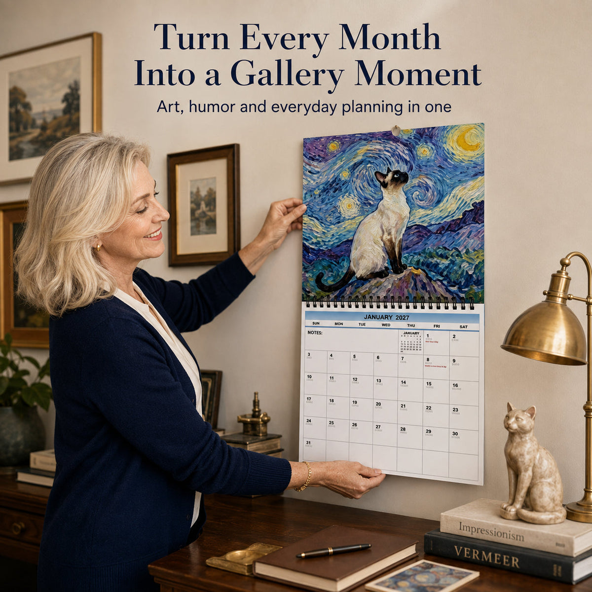 2027 Famous Painting Cat Calendar — 12 Masterpieces, One Curious Cat