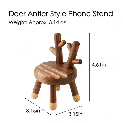 Natural Walnut Deer Phone Stand: Timeless Handmade Desk Accessory
