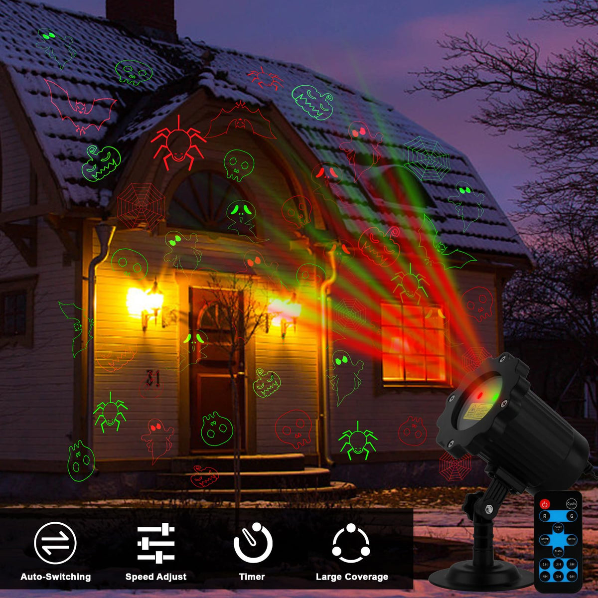 Outdoor Laser Projector with RF Remote and Timer for Holiday Displays