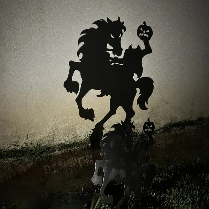 Metal Villain Shadow Caster Yard Stake with Ground Mount and Spotlight Projection
