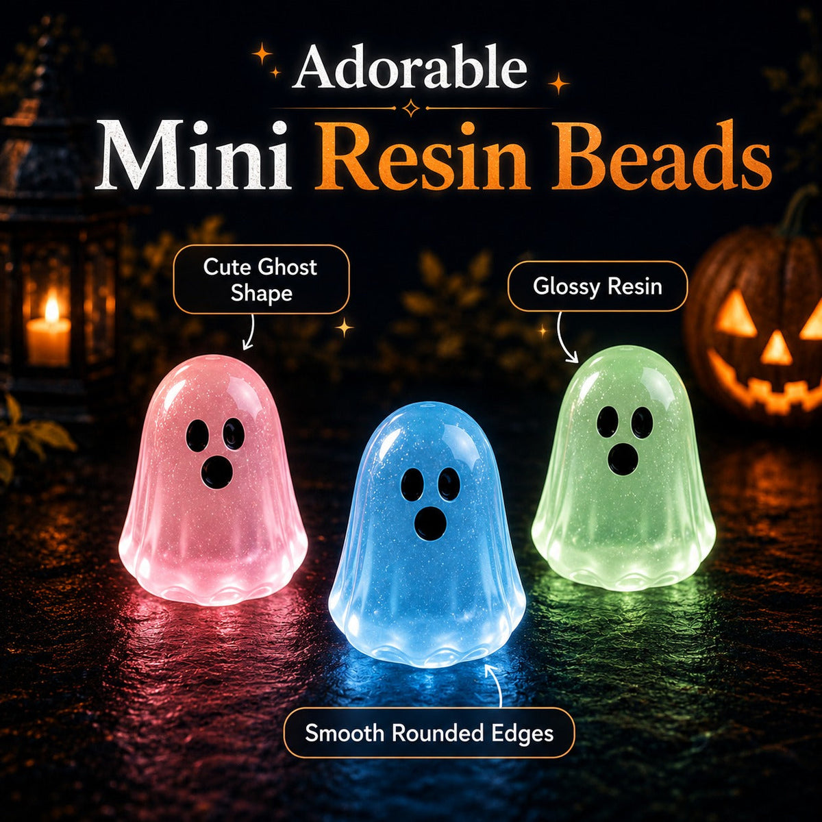 Glow-in-the-Dark Mini Ghost Decor  – 20/50PCS Cute Resin Halloween Set