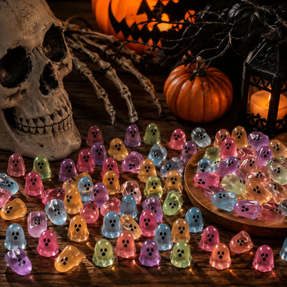 Glow-in-the-Dark Mini Ghost Decor  – 20/50PCS Cute Resin Halloween Set
