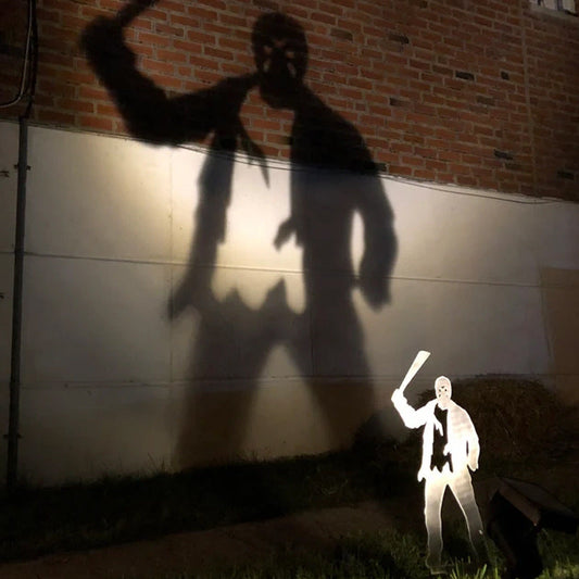 Metal Villain Shadow Caster Yard Stake with Ground Mount and Spotlight Projection