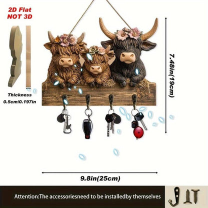 Rustic Highland Cow Wooden Hanging Ornament(2D Flat Products)