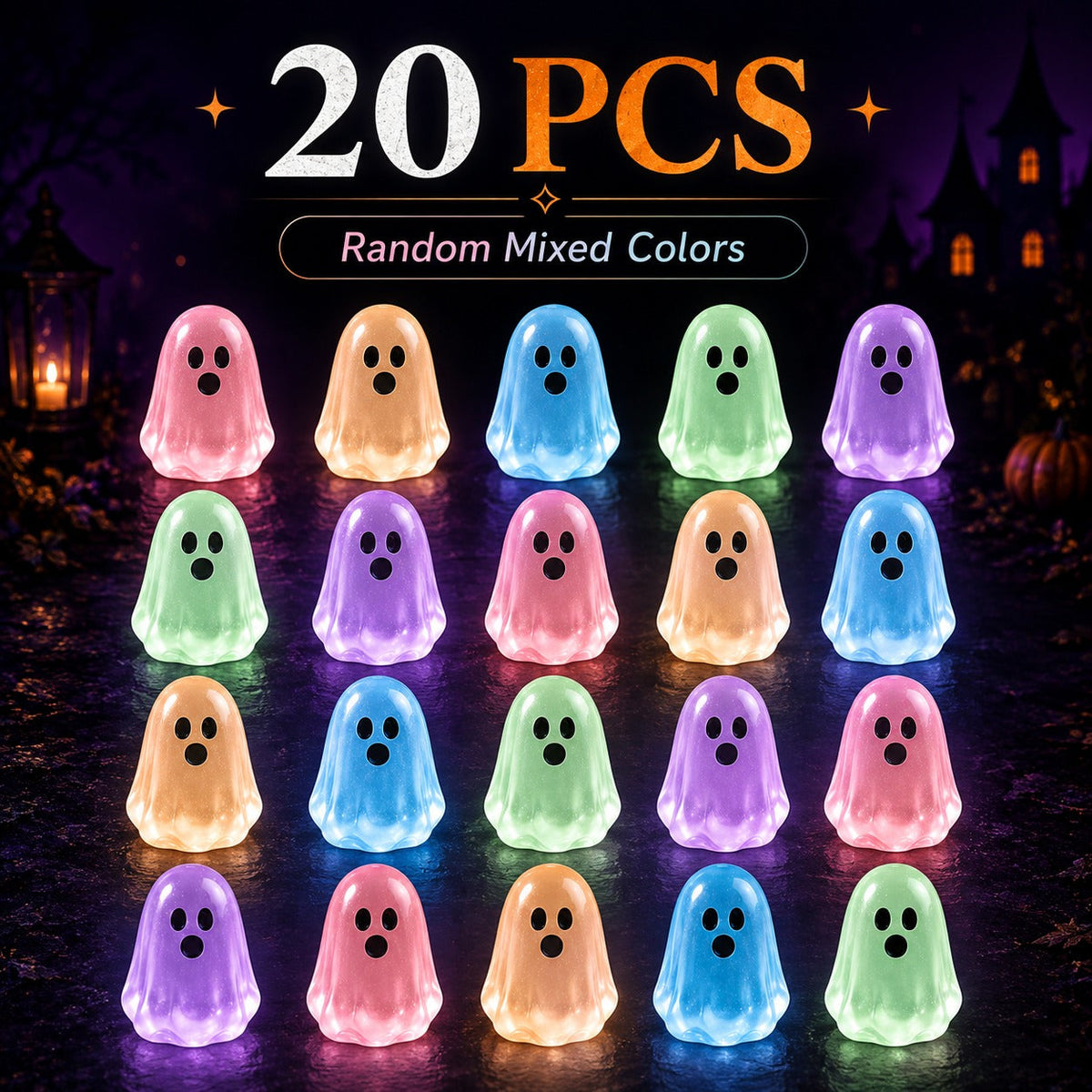 Glow-in-the-Dark Mini Ghost Decor  – 20/50PCS Cute Resin Halloween Set