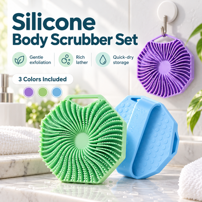 Ditch the Soggy Loofah – 3-Pack Silicone Scrubber Set