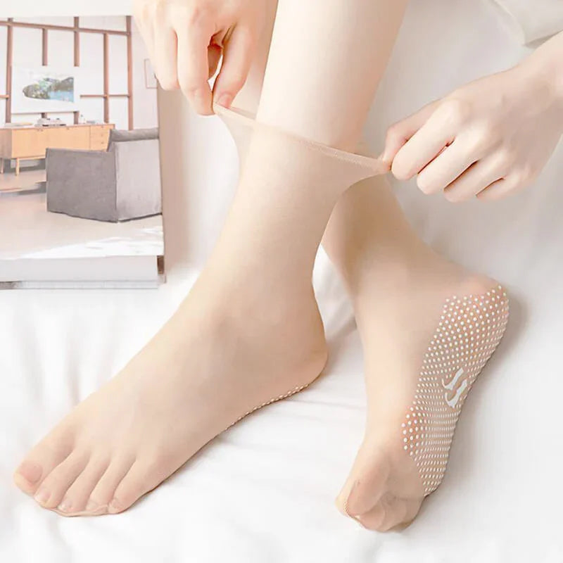 Invisible, Non-slip Crystal Silk Socks