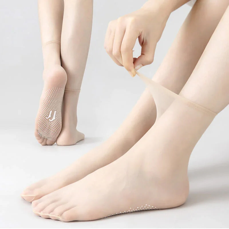 Invisible, Non-slip Crystal Silk Socks