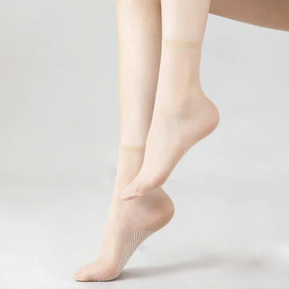 Invisible, Non-slip Crystal Silk Socks