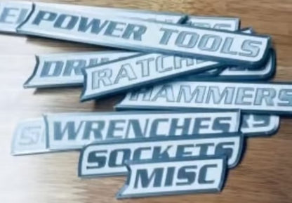 Custom Premium Magnetic Toolbox Labels for Tool Organization - 12 Pack of High Quality 3D Printed Personalized Magnets