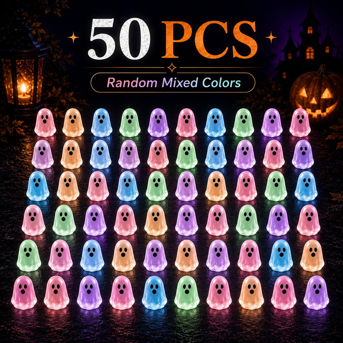 Glow-in-the-Dark Mini Ghost Decor  – 20/50PCS Cute Resin Halloween Set