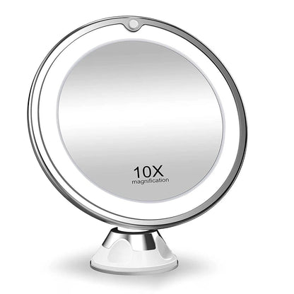 LED Magnifying Mirror | 10x Magnification with 360° Rotation