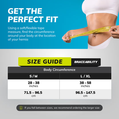 Hernia Support Belt with Removable Silicone Pad and Hook Closure