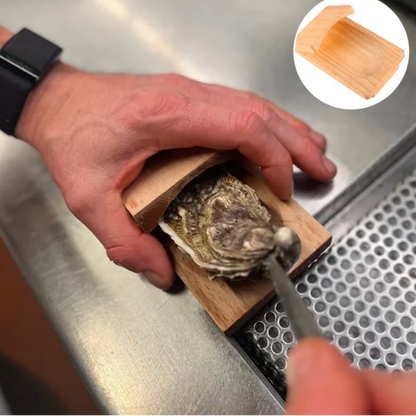 Wooden Oyster Shucking Clamp with Table Edge Mount and Screw Tightening
