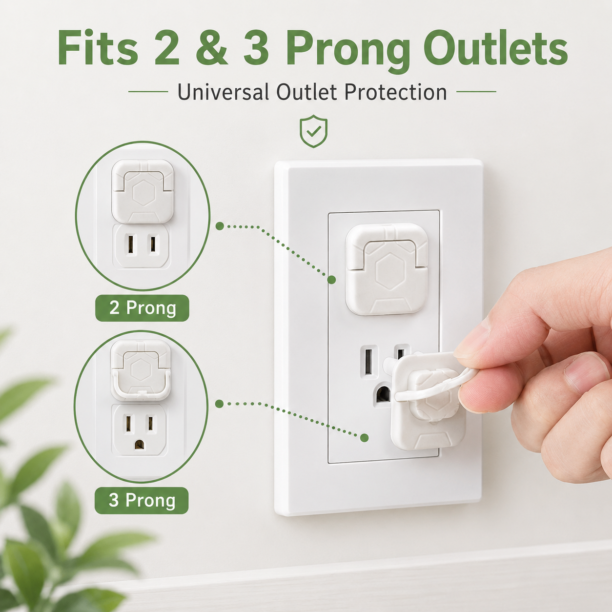 Baby Proof Socket Covers with Smart Handle Design – Fits 2 & 3 Prong Outlets for Easy Parent Removal