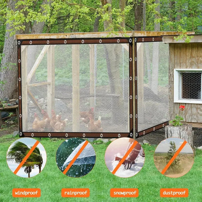 Clear Waterproof PE Tarp, Transparent Outdoor Cover with Metal Grommets