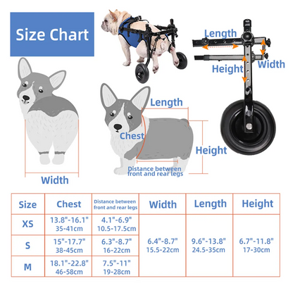 Adjustable Pet Wheelchair with Hind Leg Support and Secure Bracket, Dogs Cats