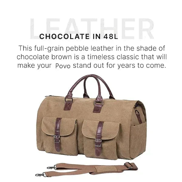 Convertible Travel Duffle Bag with Garment Buckles and Shoe Compartment, Telescoping Handle