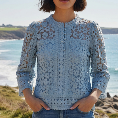 Women's Lace Blouse Puff Sleeves