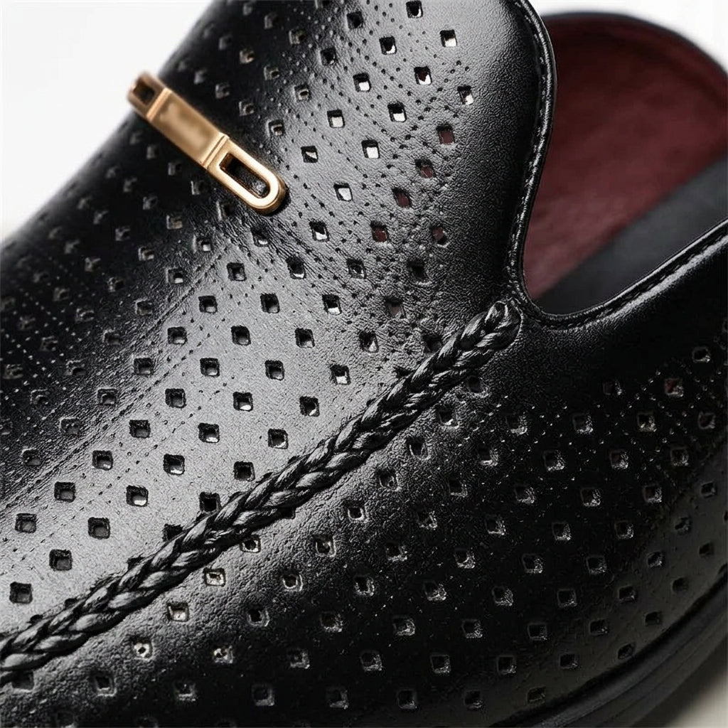 Men's Slip-On Mules with Italian Leather Upper and Backless Design