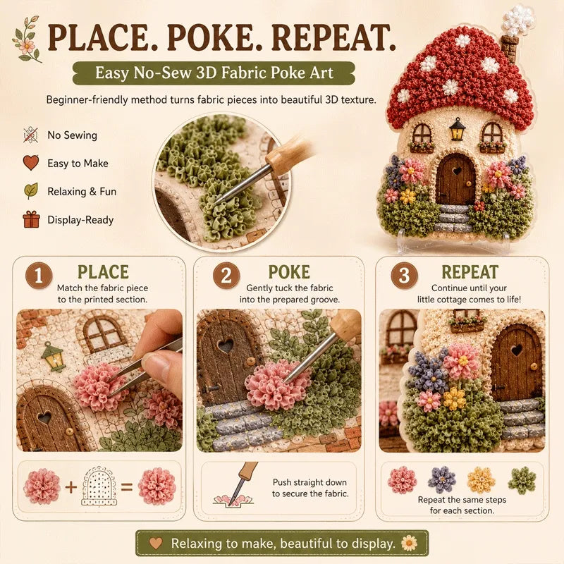 Whimsical Village 3D Fabric Poke Art Kit