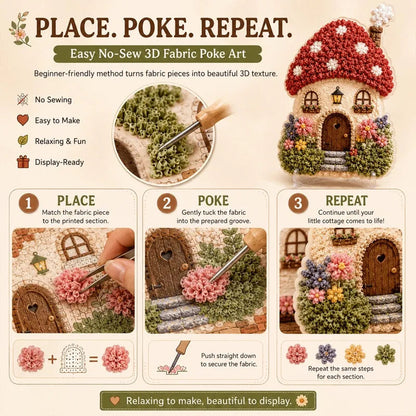 Whimsical Village 3D Fabric Poke Art Kit