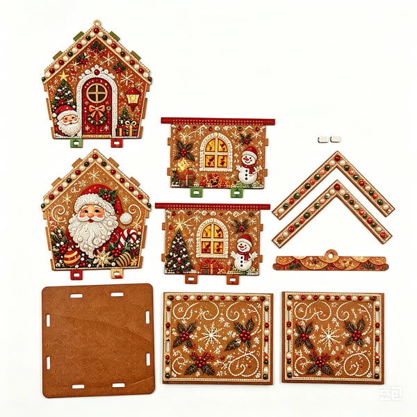 Christmas Pearl Cottage Art Kit | Pre-Cut Wooden Panels, Sparkling Rhinestones, Pearl Beads & Complete Tools for a 3D Holiday House