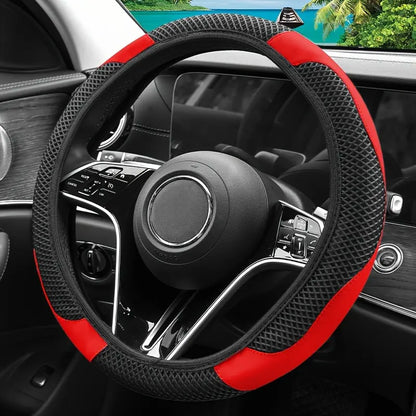 Steering Wheel Cover with Carbon Fiber Texture and Moisture-Wicking Panels for A-Class W177