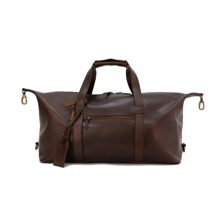 Happy Shopee Full Grain Crazy Horse Leather Travel Duffel - 29" Premium Weekender Bag