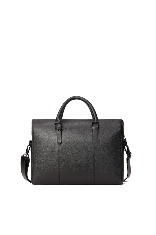 Happy Shopee Premium Milled Leather Briefcase - Double Compartment 16" Laptop Bag