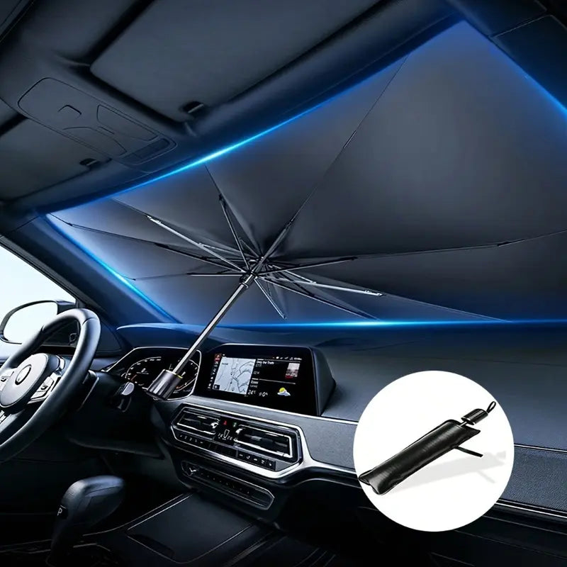 Windshield Sunshade 55x31in with Reflective Coating and Umbrella Fold for Cars