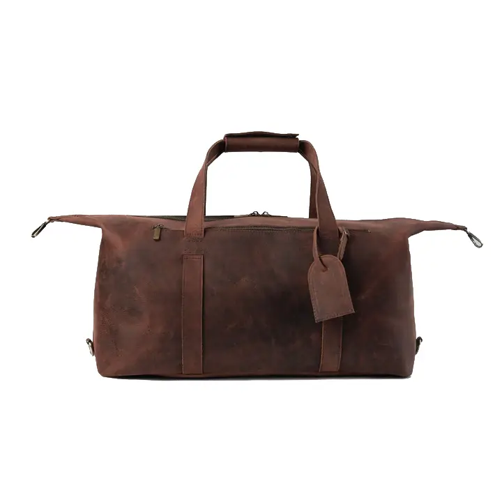 Happy Shopee Pull-up Cowhide Leather Travel Duffel - 29" Heritage Weekender Bag