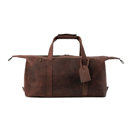 Happy Shopee Pull-up Cowhide Leather Travel Duffel - 29" Heritage Weekender Bag