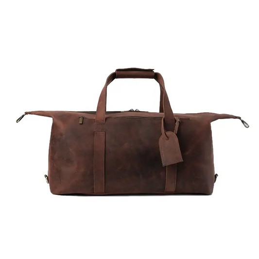 Happy Shopee Pull-up Cowhide Leather Travel Duffel - 29" Heritage Weekender Bag