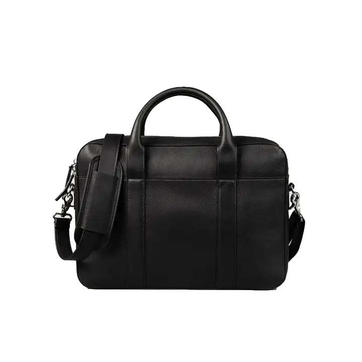 Happy Shopee Full Grain Milled Leather Laptop Bag - 14" Slim Executive Briefcase