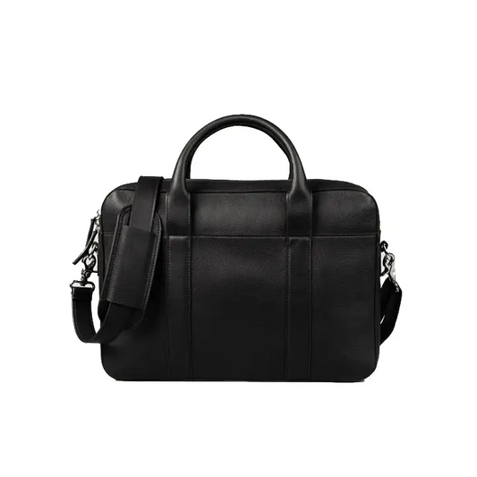 Happy Shopee Full Grain Milled Leather Laptop Bag - 14" Slim Executive Briefcase
