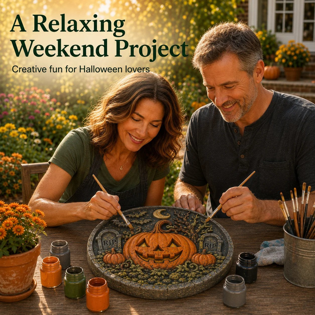 Reusable Haunted Pumpkin Halloween Stepping Stone Mold