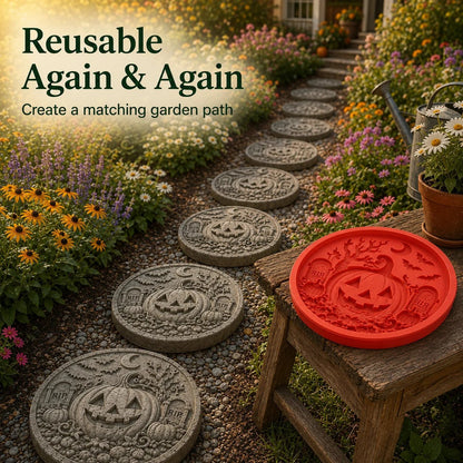 Reusable Haunted Pumpkin Halloween Stepping Stone Mold