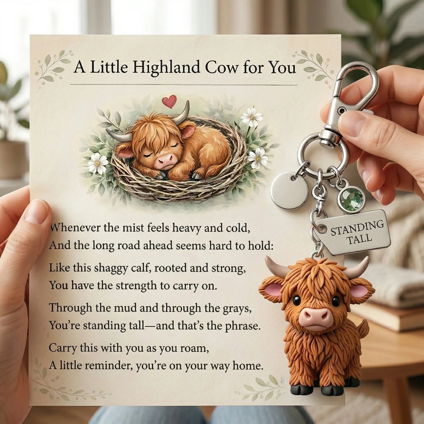 A Little Highland Cow For You Keychain: Your Daily Reminder of Quiet Strength