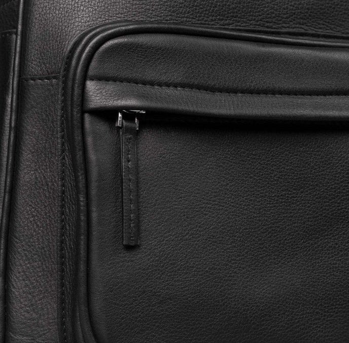 Happy Shopee Full Grain Milled Leather Backpack - 16" Professional Commuter