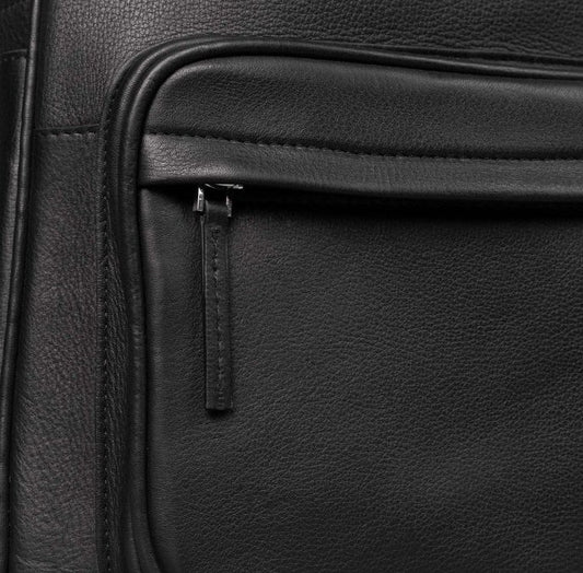 Happy Shopee Full Grain Milled Leather Backpack - 16" Professional Commuter