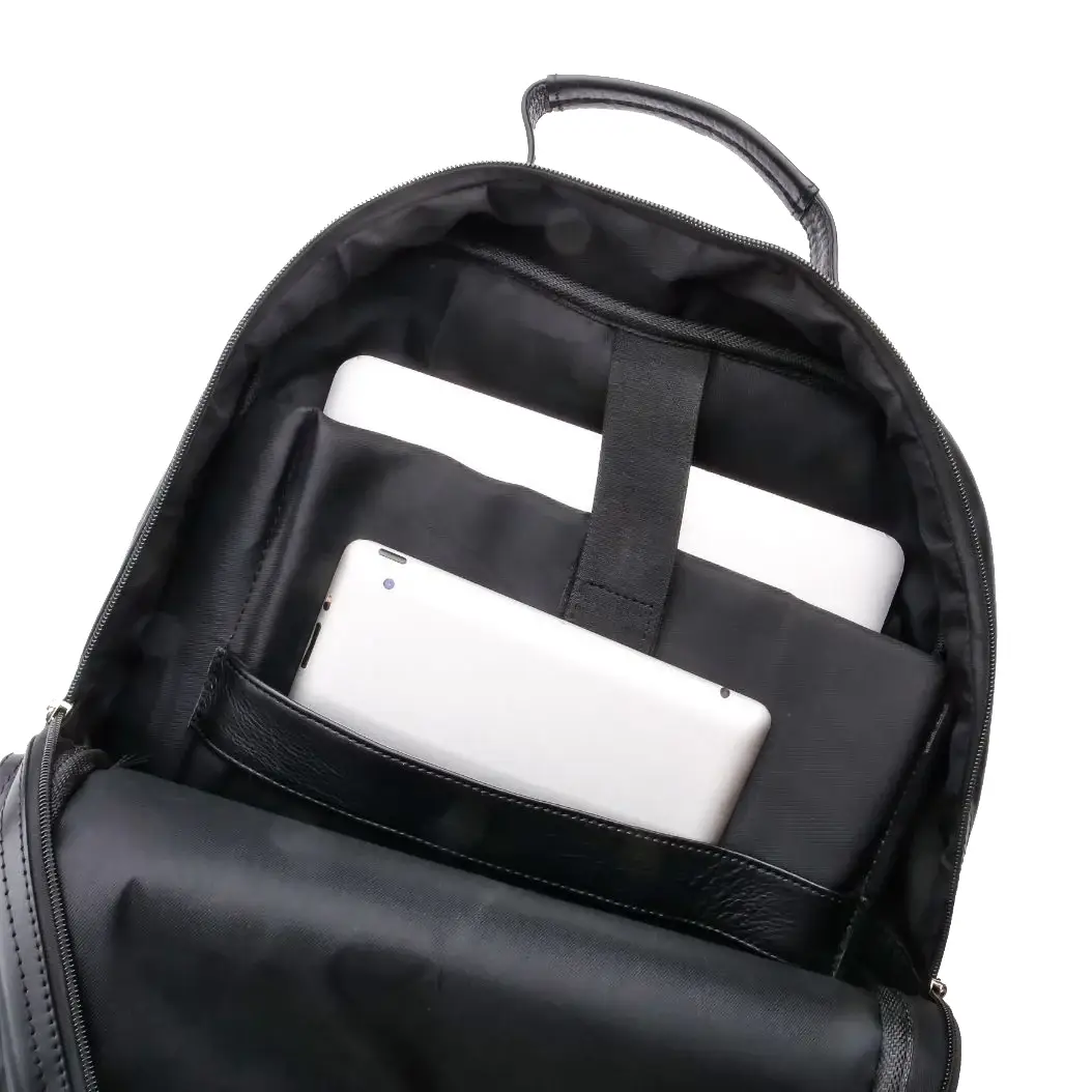Happy Shopee Top-Grain Cowhide Leather Executive Backpack - 17" Laptop Capacity