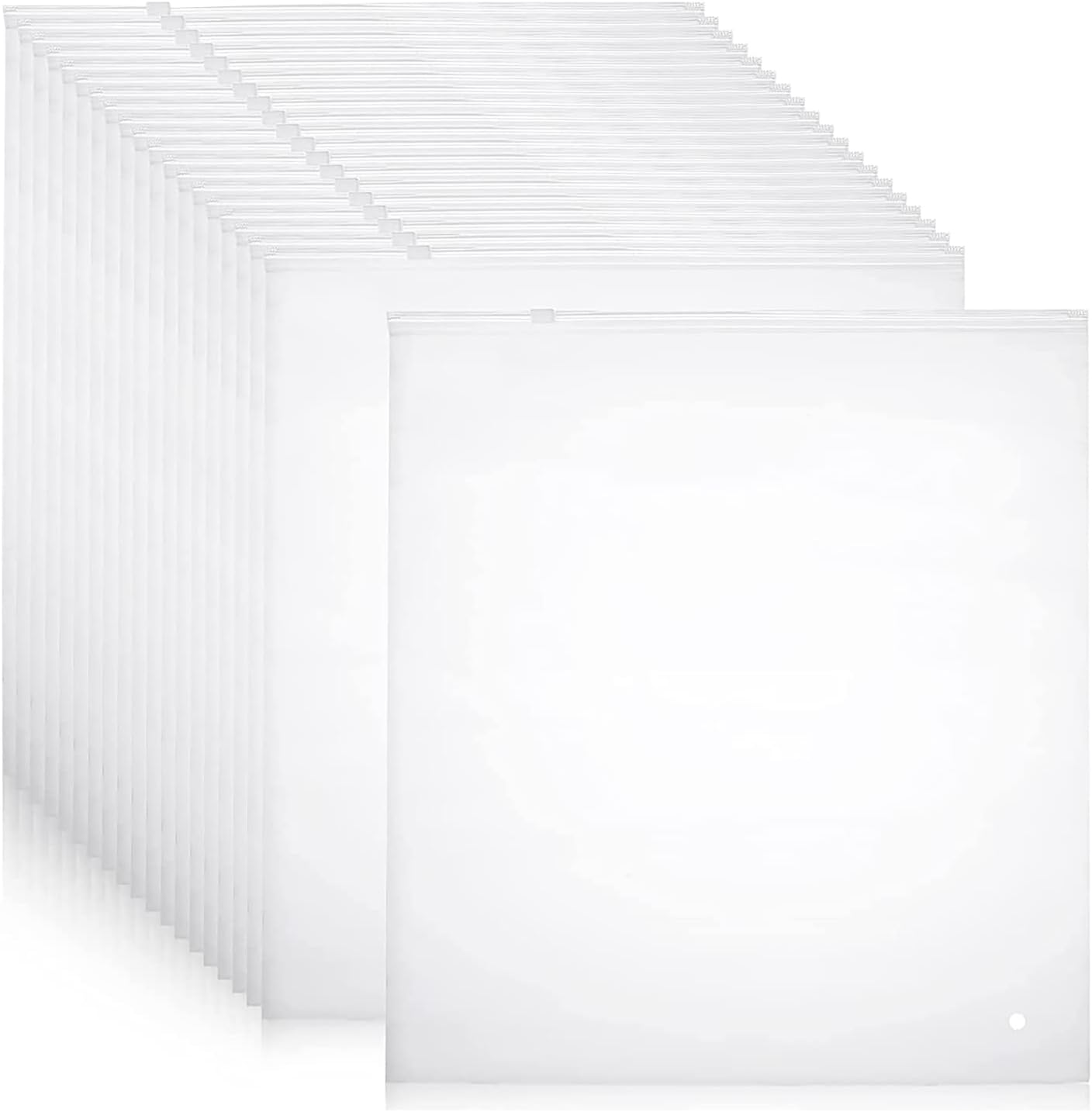 Frosted Zip Storage Bags with Slide Closure and Ventilation Holes, 20-Pack