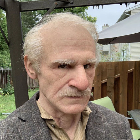 Realistic Old Man Latex Mask with Movable Mouth and Detailed Wrinkles for Adults