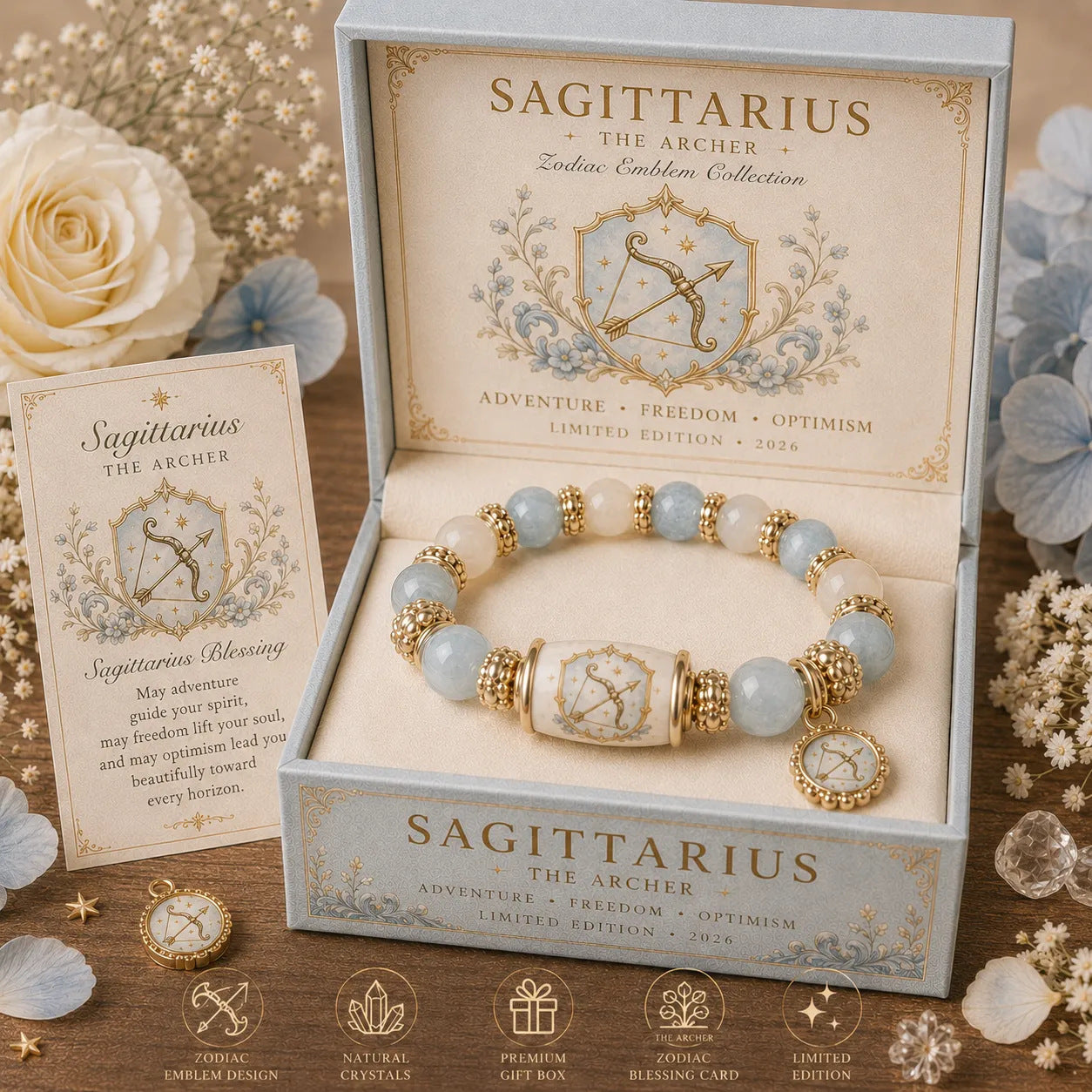12 Zodiac Bracelet – Natural Chalcedony, Your Sign, Your Energy