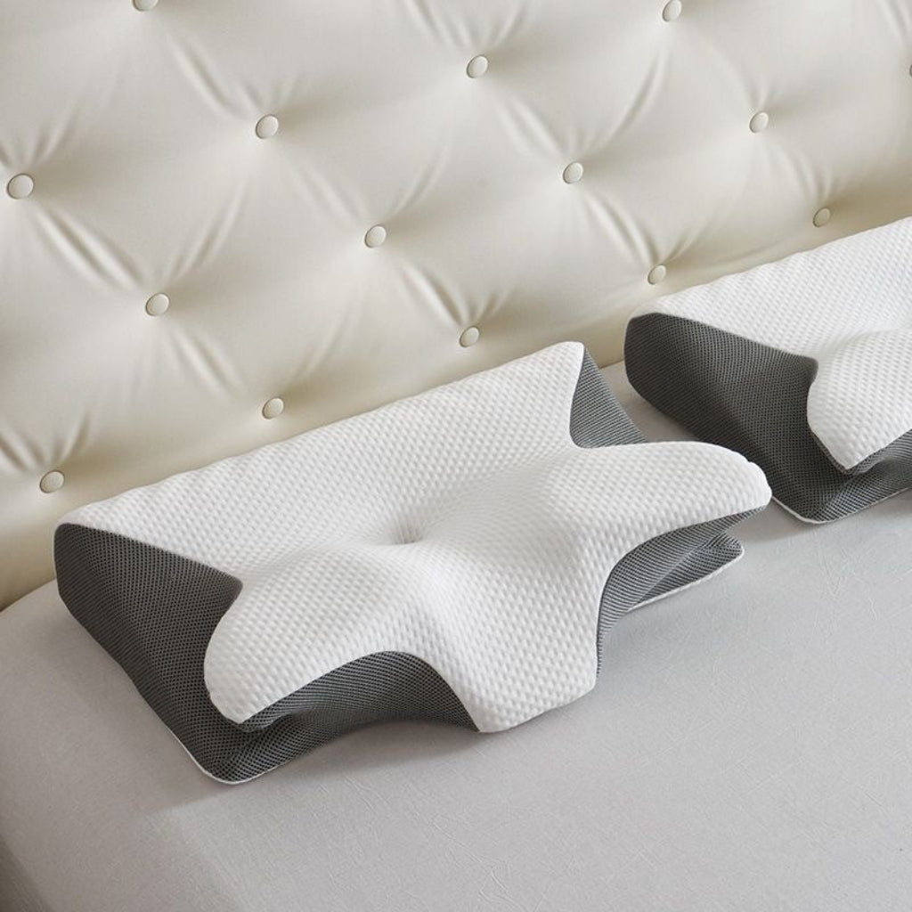 Memory Foam Pillow with Butterfly Contour Design and Head Support