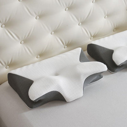 Memory Foam Pillow with Butterfly Contour Design and Head Support